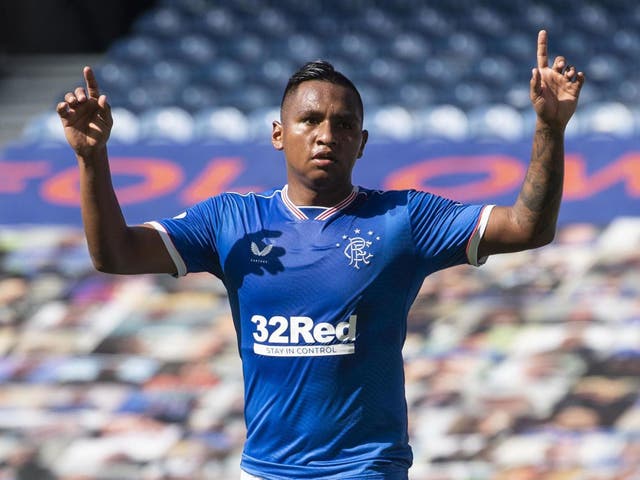 Rangers' Alfredo Morelos celebrates scoring