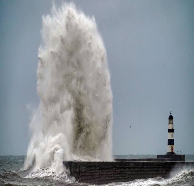 Giant waves at Seaham in County Durham, as the bad weather continues