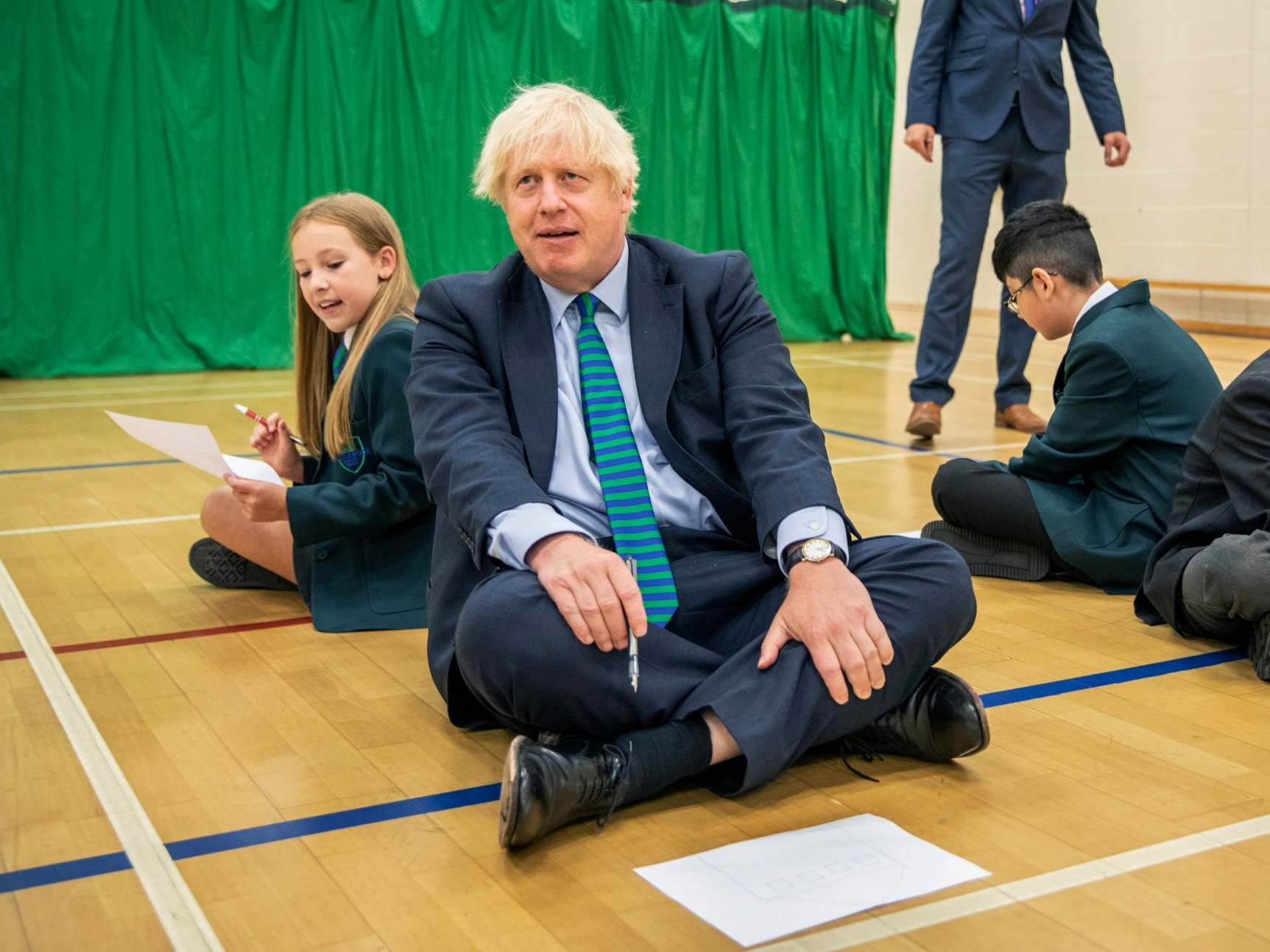 Boris Johnson addressed schoolchildren during a visit to Castle Rock secondary school in Coalville, Leicestershire