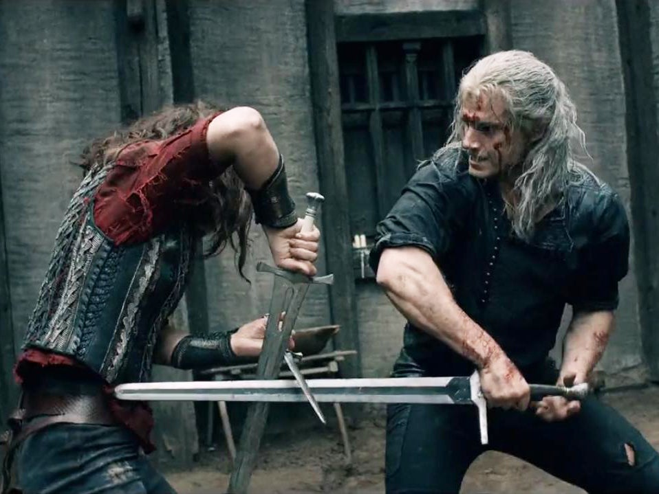 Emma Appleton and Henry Cavill spar in ‘The Witcher’