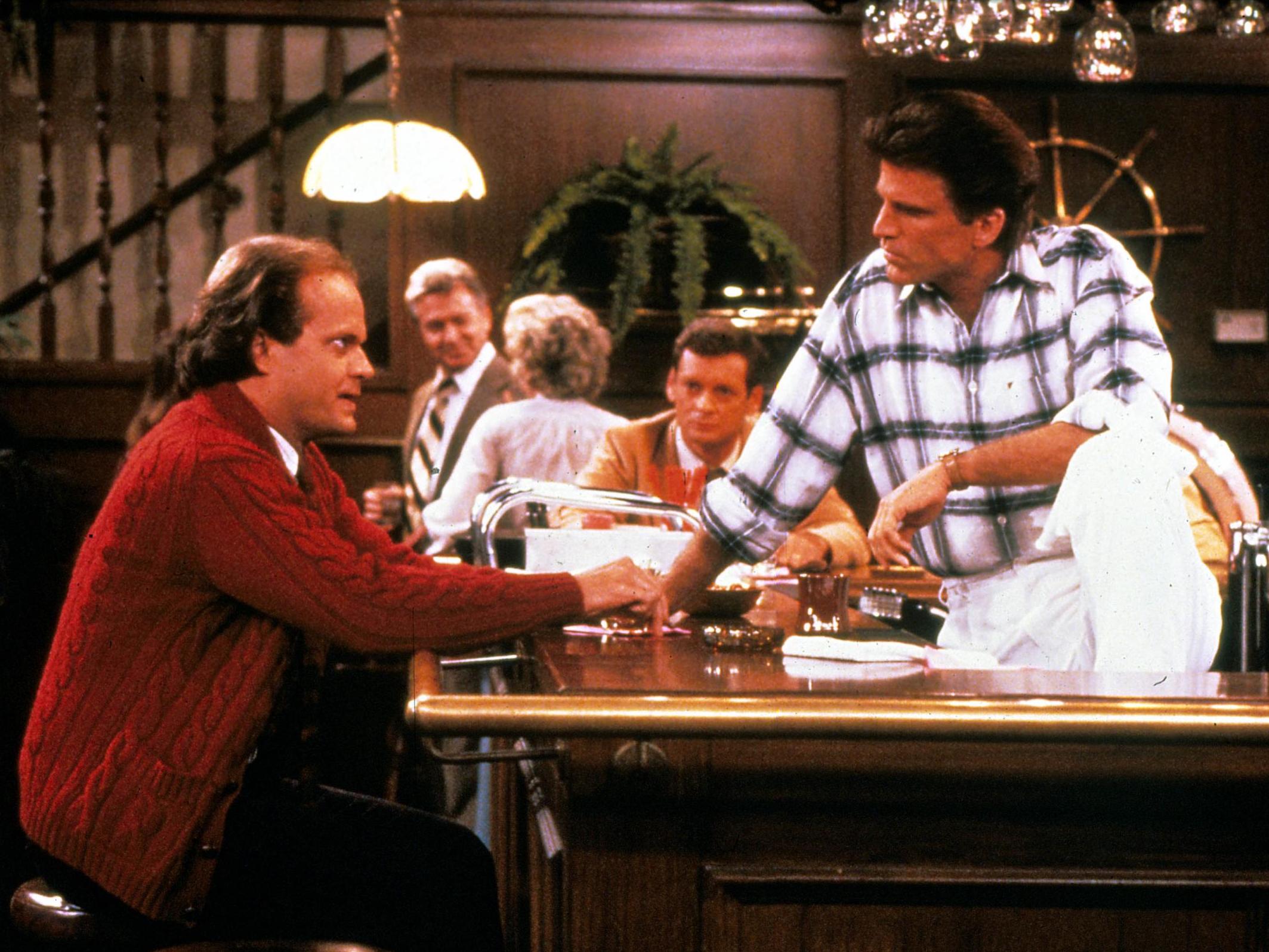 Kelsey Grammer has revealed that he hopes to persuade Ted Danson and Shelley Long to reprise their famous Cheers roles as Sam and Diane for the rebooted Frasier. Grammer as Frasier with Ted Danson as Sam in ‘Cheers’