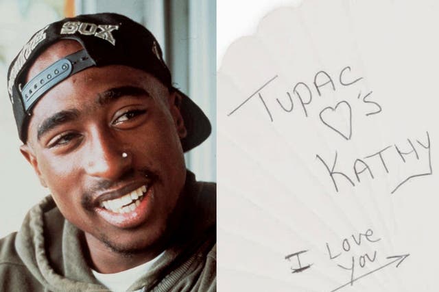 Tupac Shakur in 1997's 'Gridlock'd', and a close-up of one of his teenage love letters