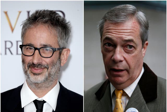 Baddiel (left) criticised Farage for sharing a video singing 'Rule! Britannia'