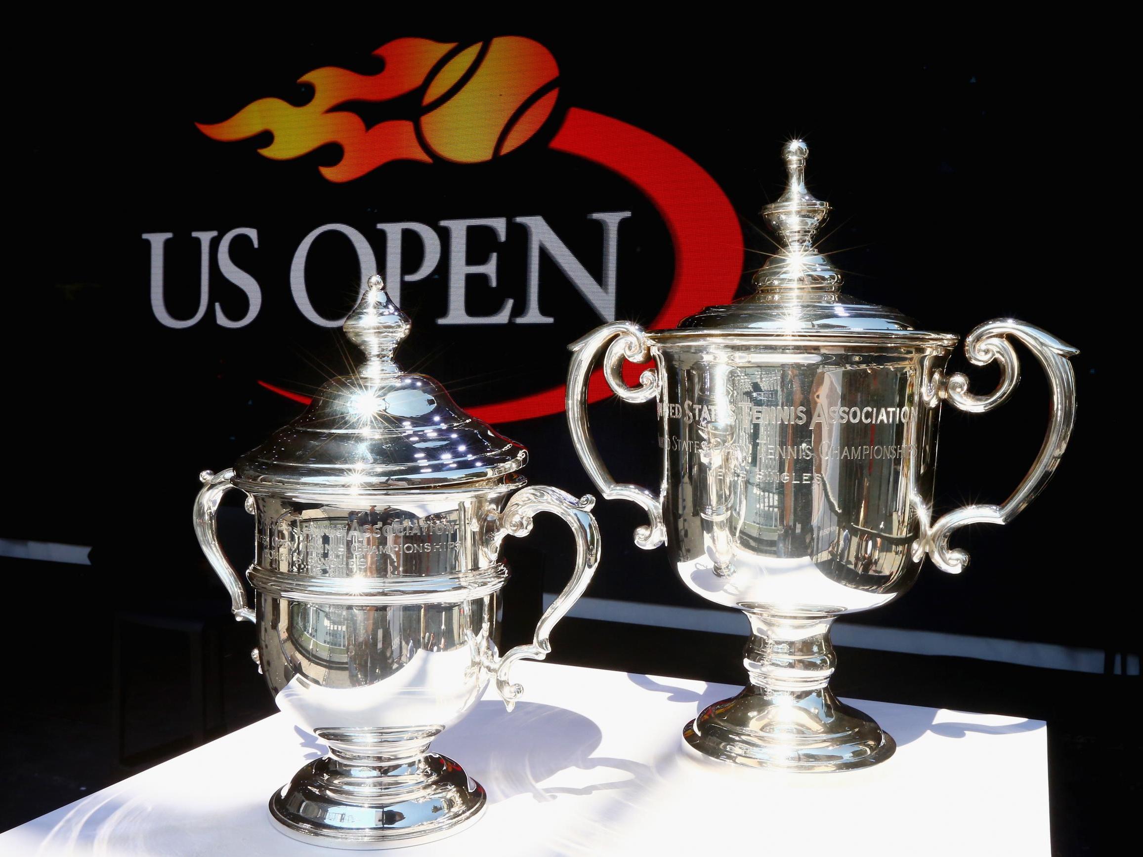 The women’s and men’s US Open trophies