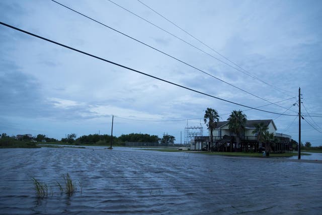 Flooding in Sabine Pass, Texas, caused by Hurricane Laura on 27 August, 2020.