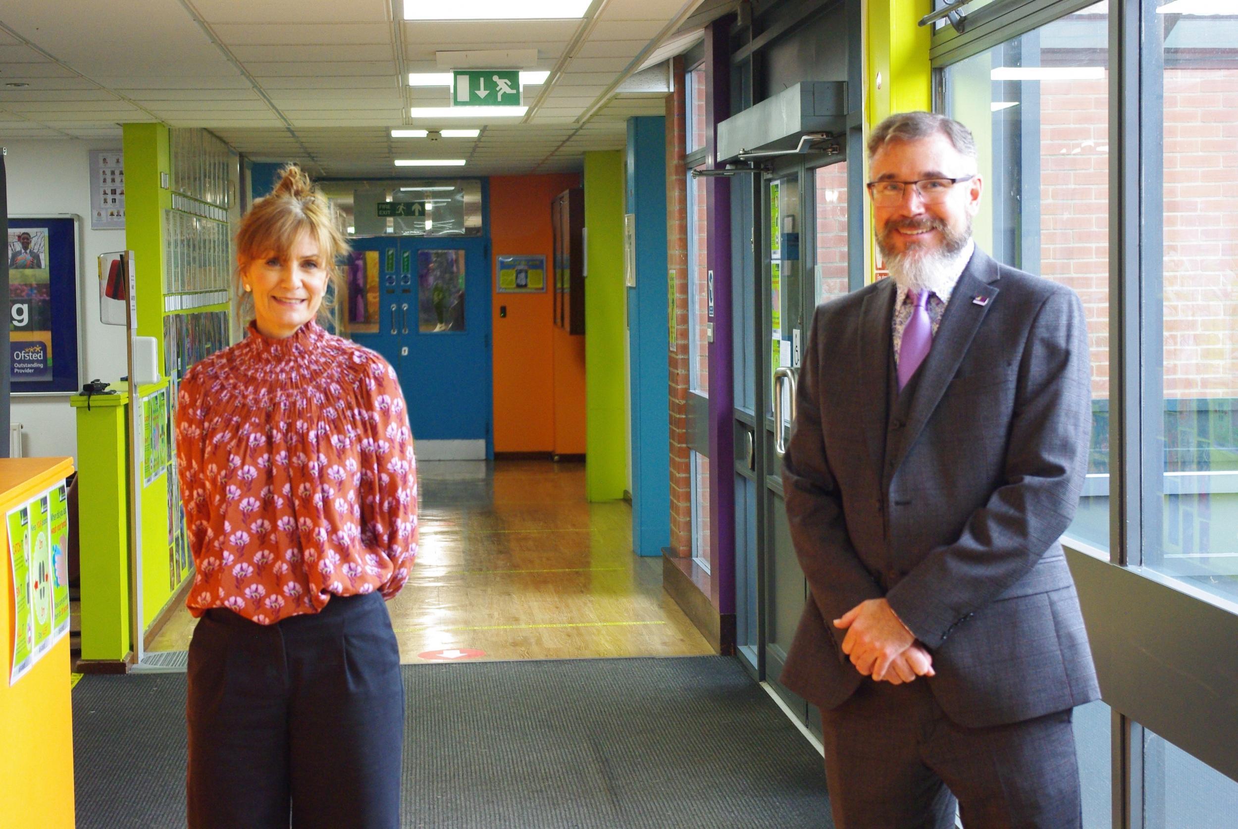 Louise Holdback, head of sixth form, and Simon Brown, headteacher, at Bosworth Academy in Leicestershire