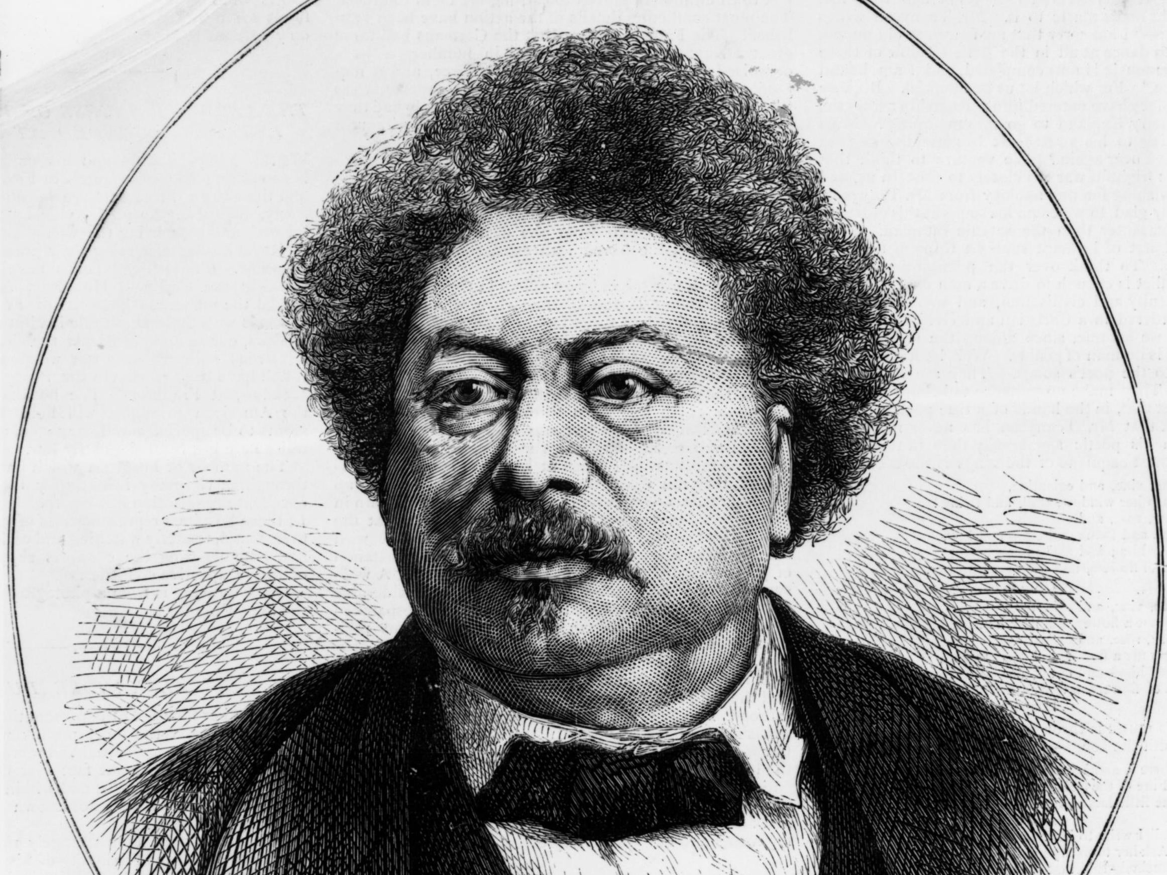 A sketch portrait of French author Alexandre Dumas (pere), known for 'The Three Muskateers'