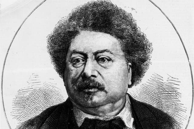 A sketch portrait of French author Alexandre Dumas (pere), known for 'The Three Muskateers'