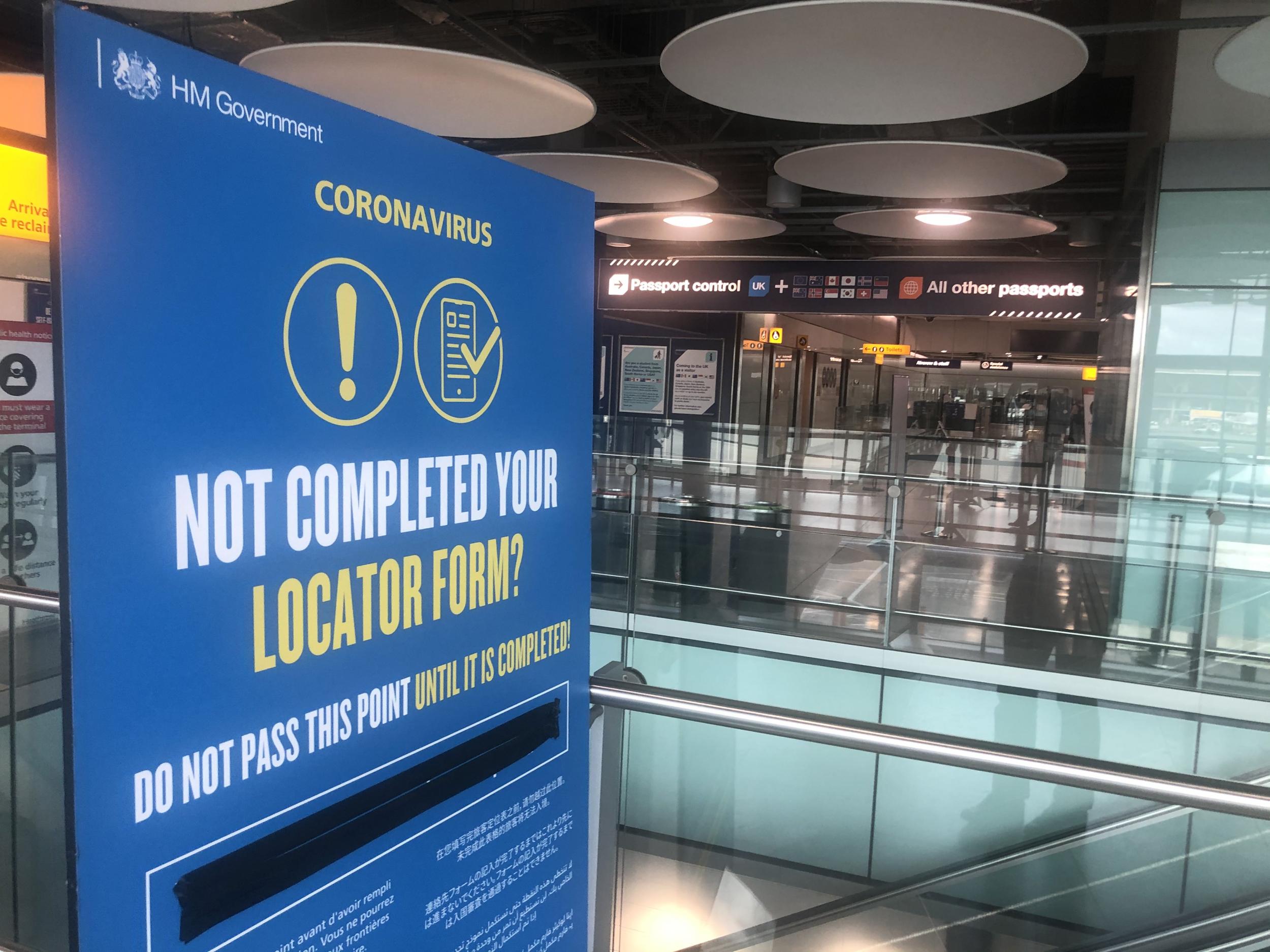Quarantine alert: the arrivals area at Heathrow Terminal 5