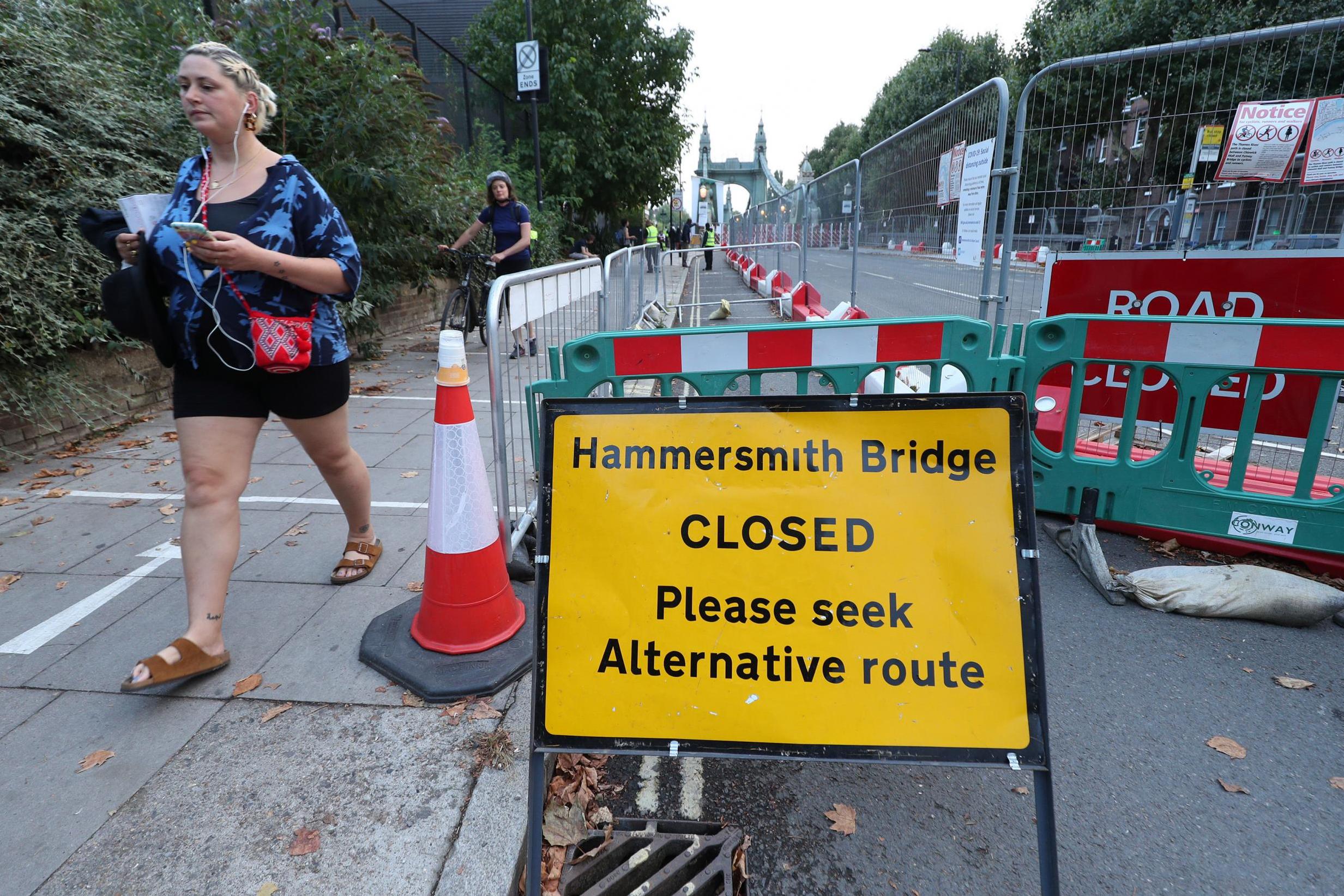 The bridge is closed to all traffic – pedestrians and cyclists included