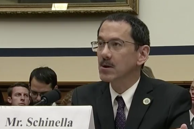 Anthony Schinella testifying before the House Armed Services Committee hearing on military technology and the transfer of such developments with international and commercial partners in 2018