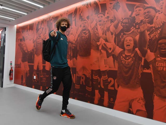 David Luiz arrives at Wembley ahead of Arsenal's Community Shield clash with Liverpool