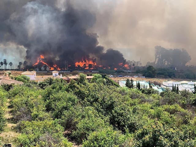 A fire has hit a hotel and shopping centre in Malaga