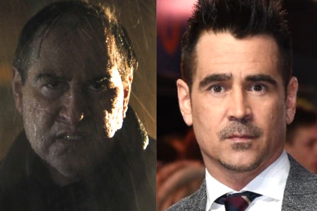 Colin Farrell in his Penguin make-up in 'The Batman', and at a 2019 premiere