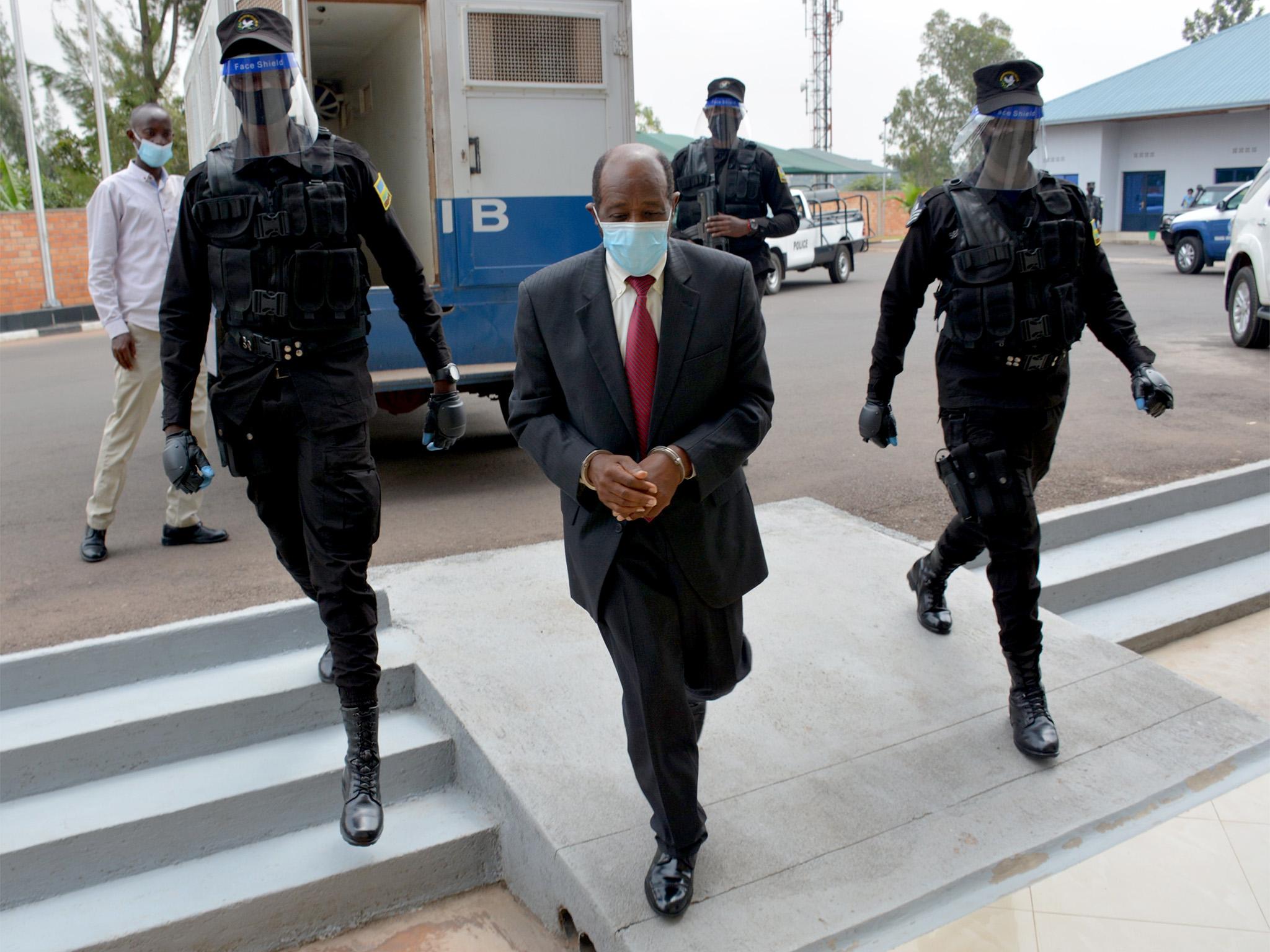 Mr Rusesabagina shortly after his arrest – it was not disclosed where he is being held