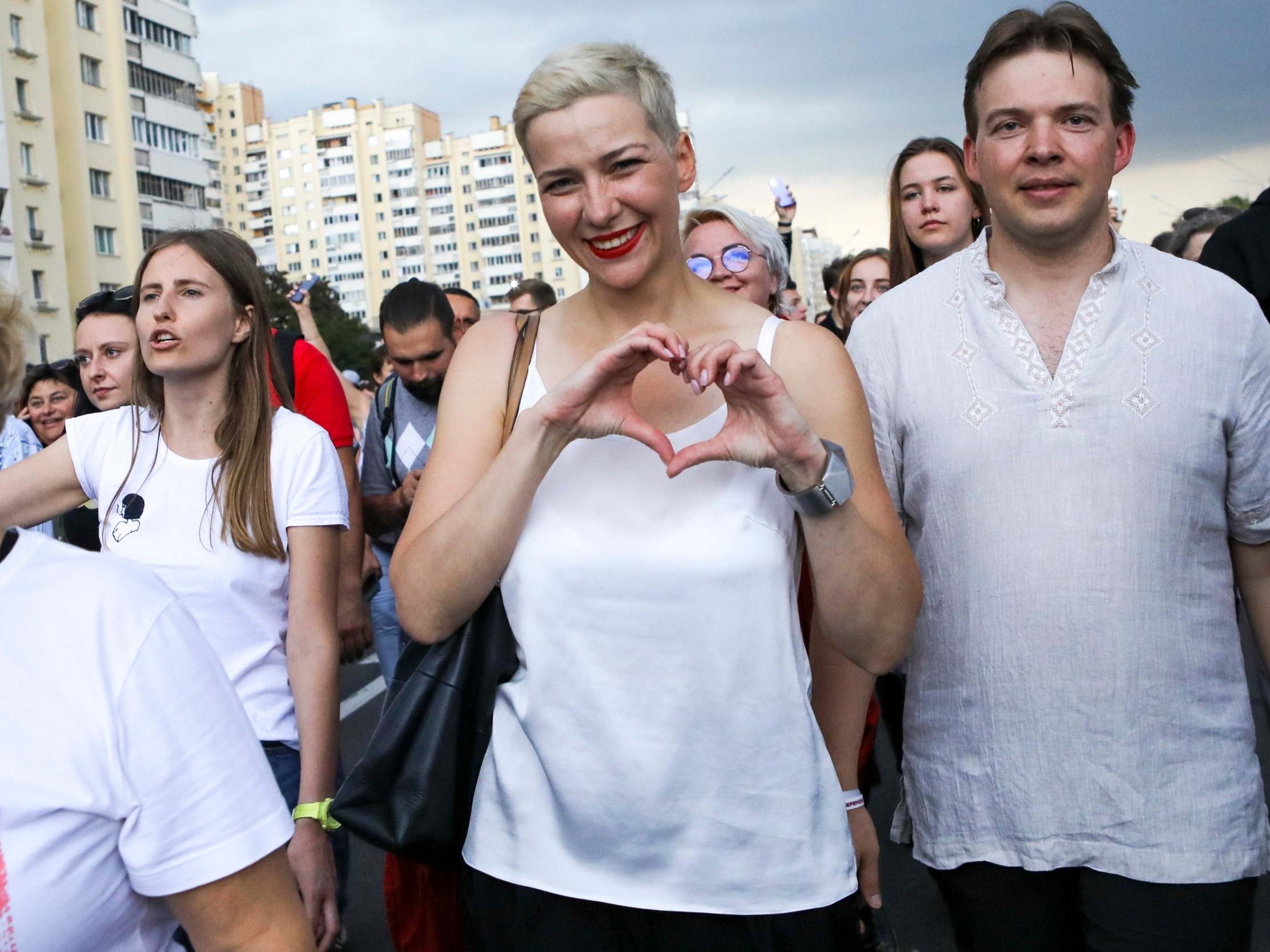 Maria Kolesnikova at an anti-government rally in Minsk on Sunday