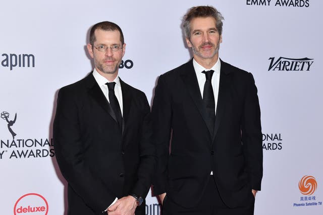 DB Weiss and David Benioff at the Emmy Awards on 25 November 2019.