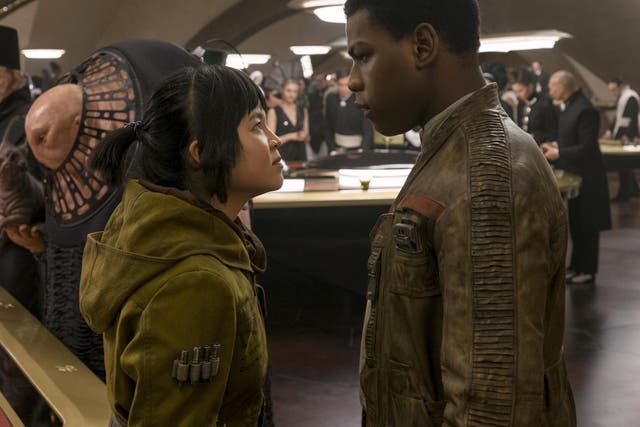 Boyega and Kelly Marie Tran as Finn and Rose Tico in 'The Last Jedi'