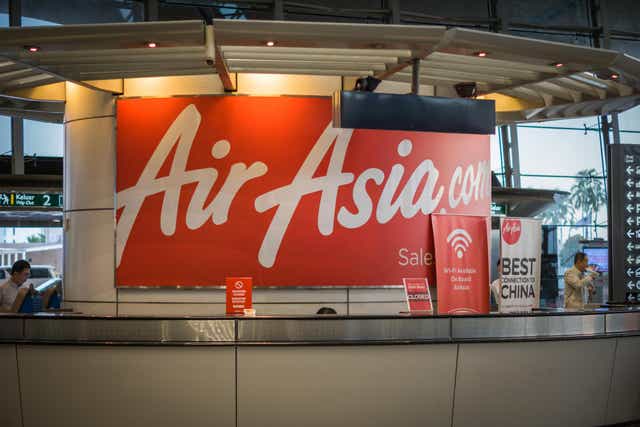 An AirAsia service counter at Kuala Lumpur International Airport