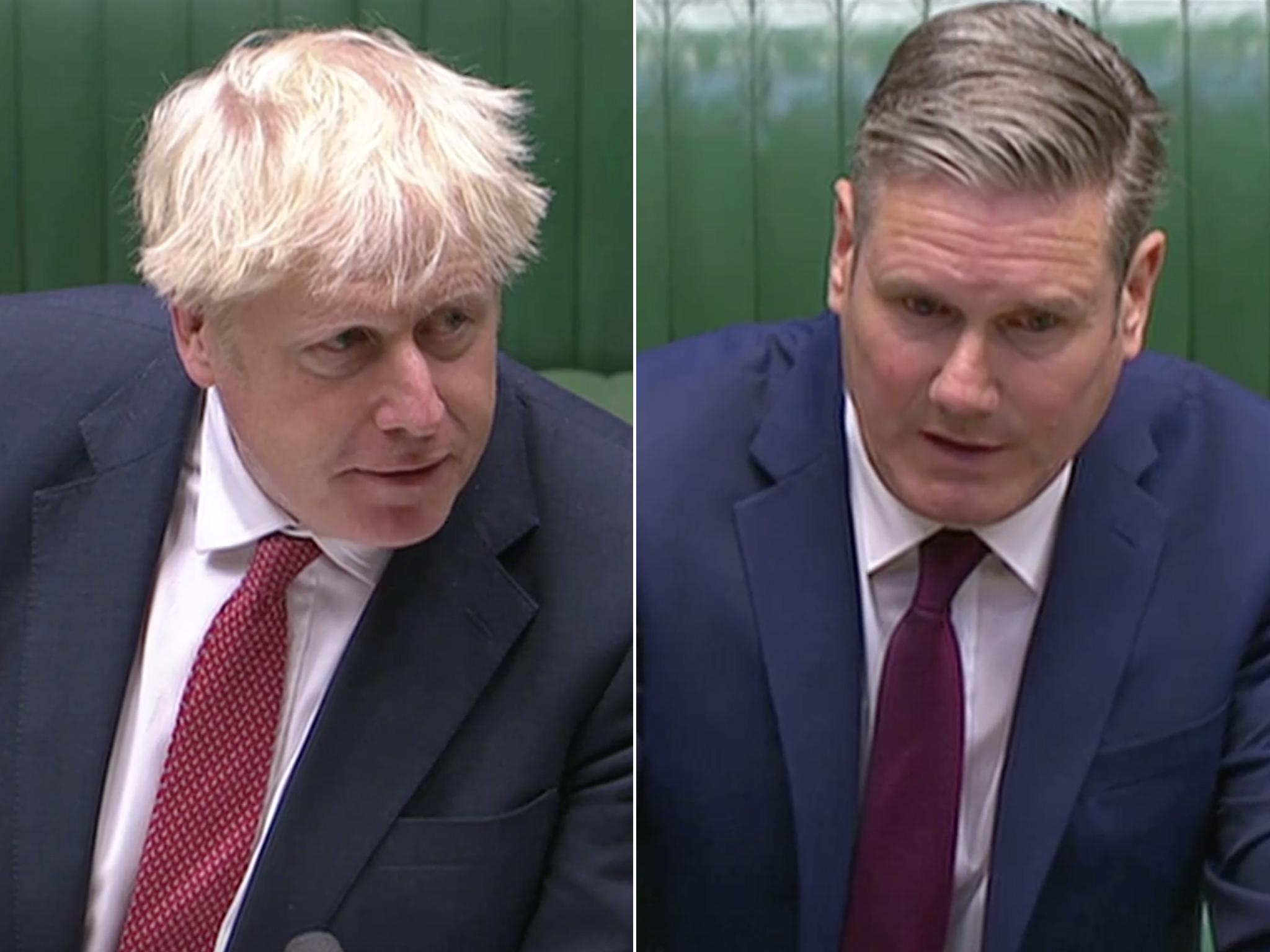 Mr Johnson and Sir Keir clashed on the issue at PMQs on Wednesday