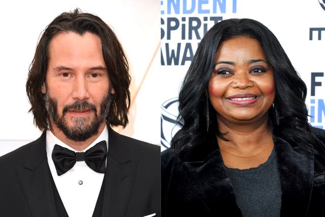Keanu Reeves and Octavia Spencer at events in early 2020