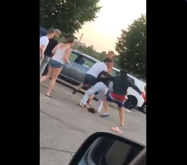 A video allegedly showing Kenosha shooter Kyle Rittenhouse punching a girl during a brawl