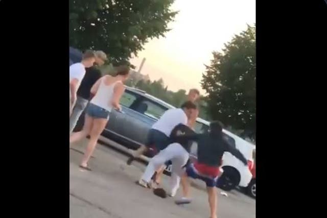 A video allegedly showing Kenosha shooter Kyle Rittenhouse punching a girl during a brawl