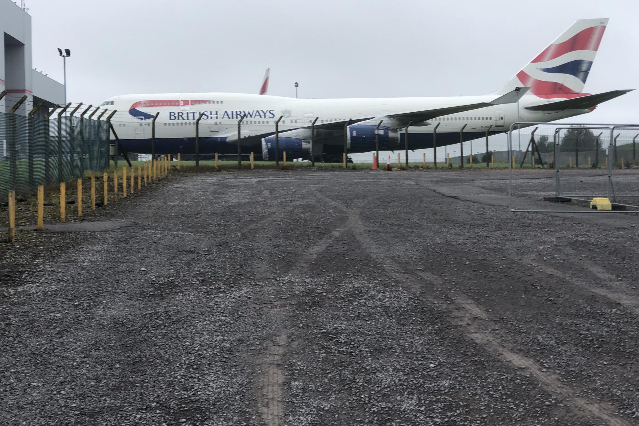 Ground stop: a British Airways Boeing 747 at Cardiff airport