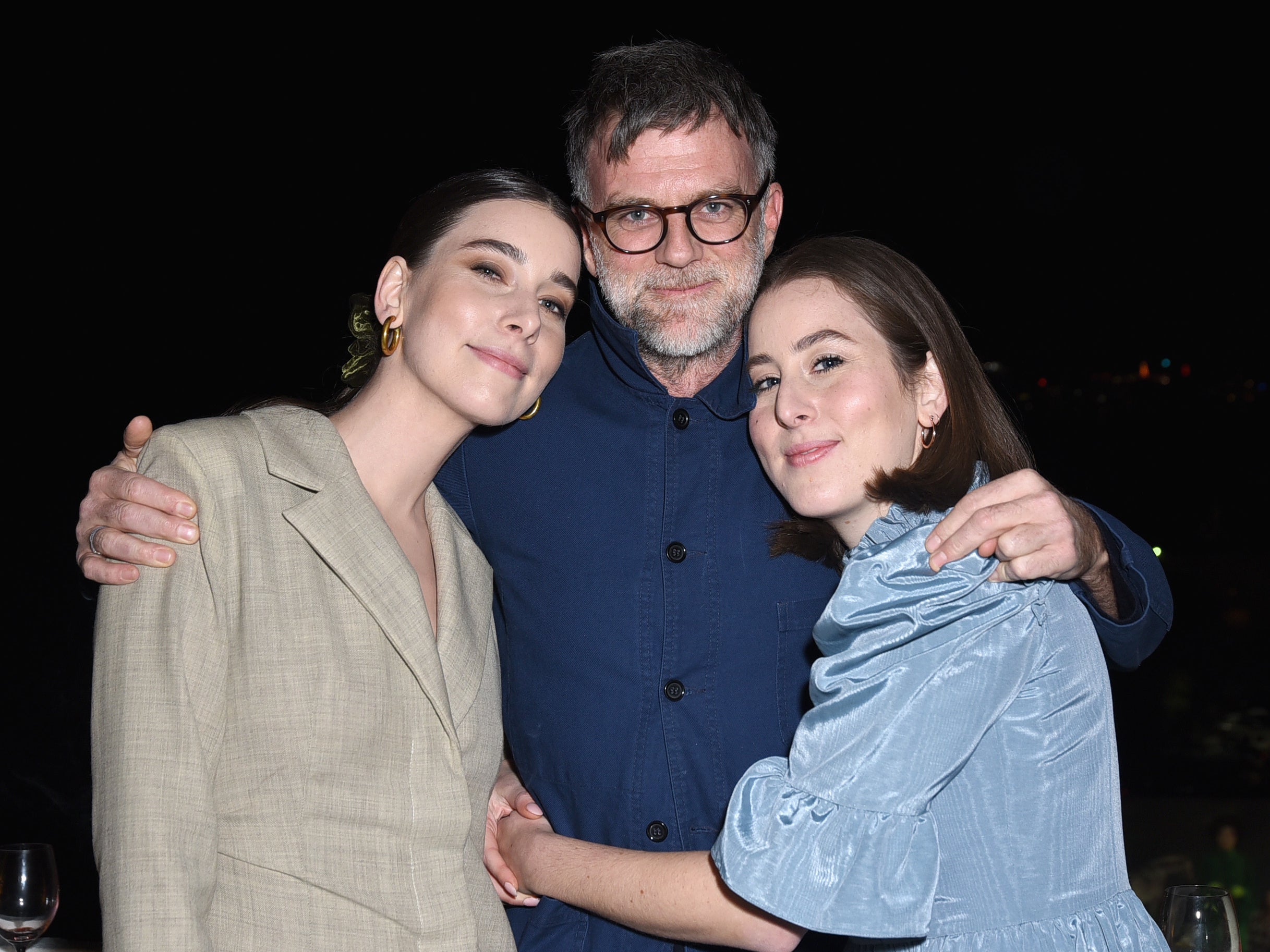 Director Paul Thomas Anderson with Alana Haim (right) and her sister Danielle in 2018