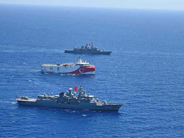The naval exercises will take place in areas where Turkish research ships are stationed 