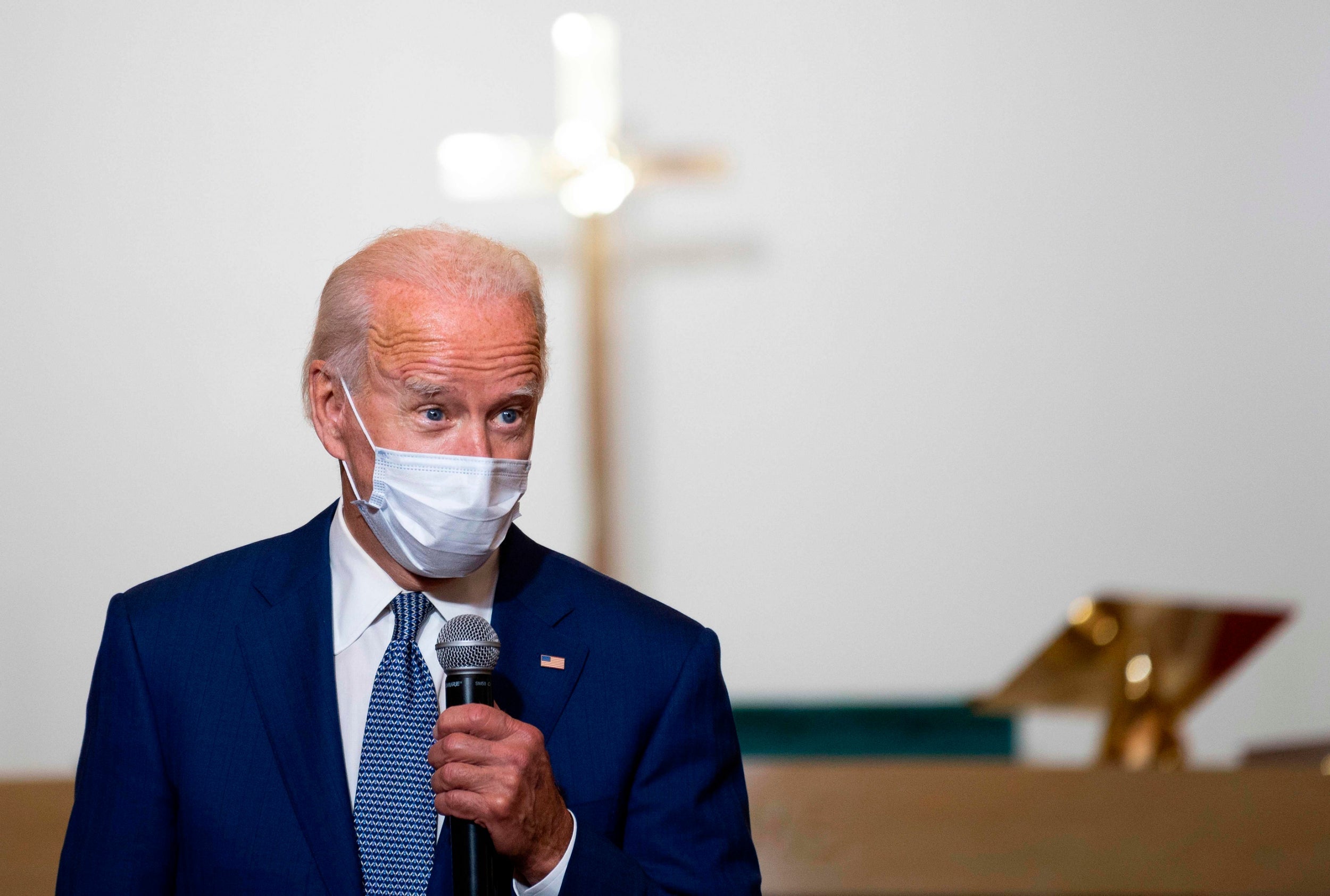 Joe Biden speaks at Grace Lutheran Church in Kenosha Wisconsin