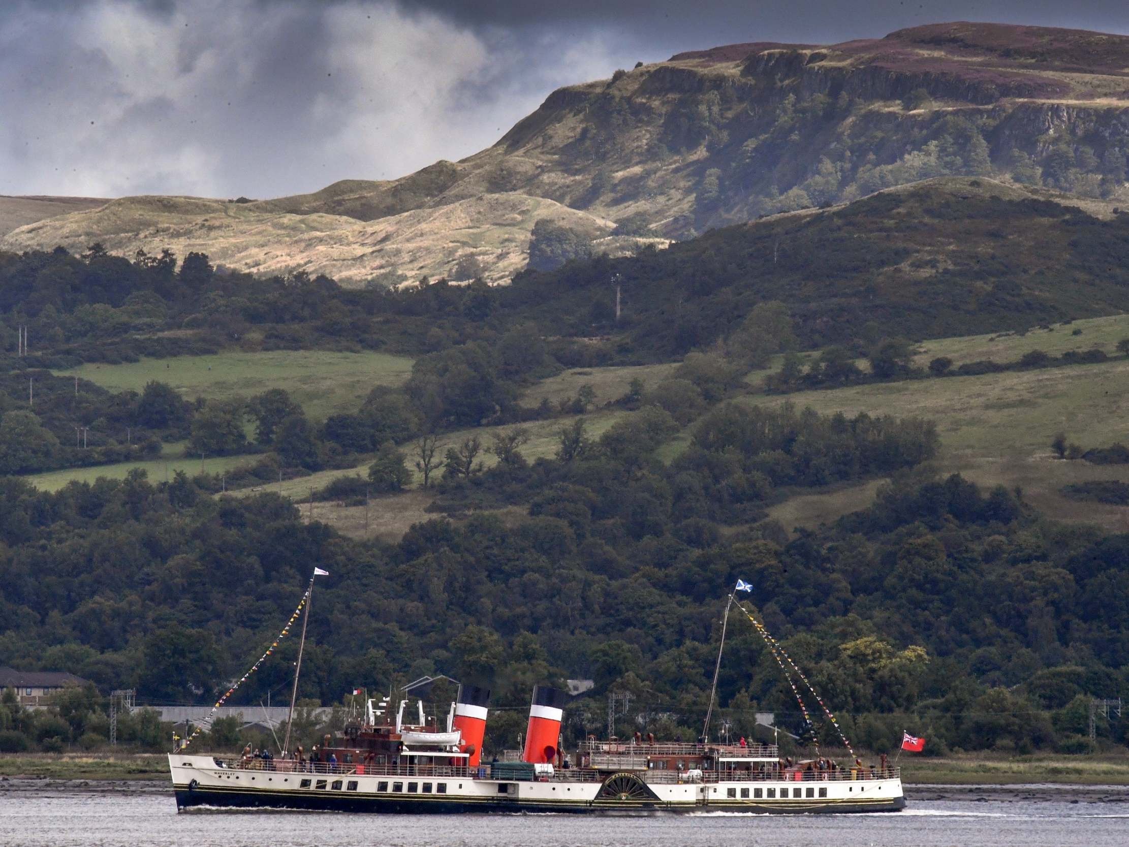 The Waverley paddle steamer returns to sailing on the Clyde following a successful campaign to raise £2.3m for new boilers, on 22 August