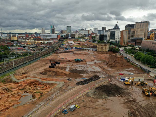 The site of the Birmingham High Speed Rail 2 station construction site at Curzon Street