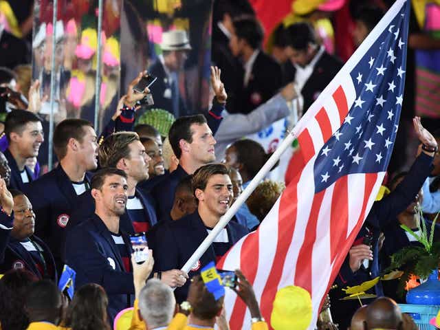 Team USA during the opening ceremony of the 2016 Olympics in Rio