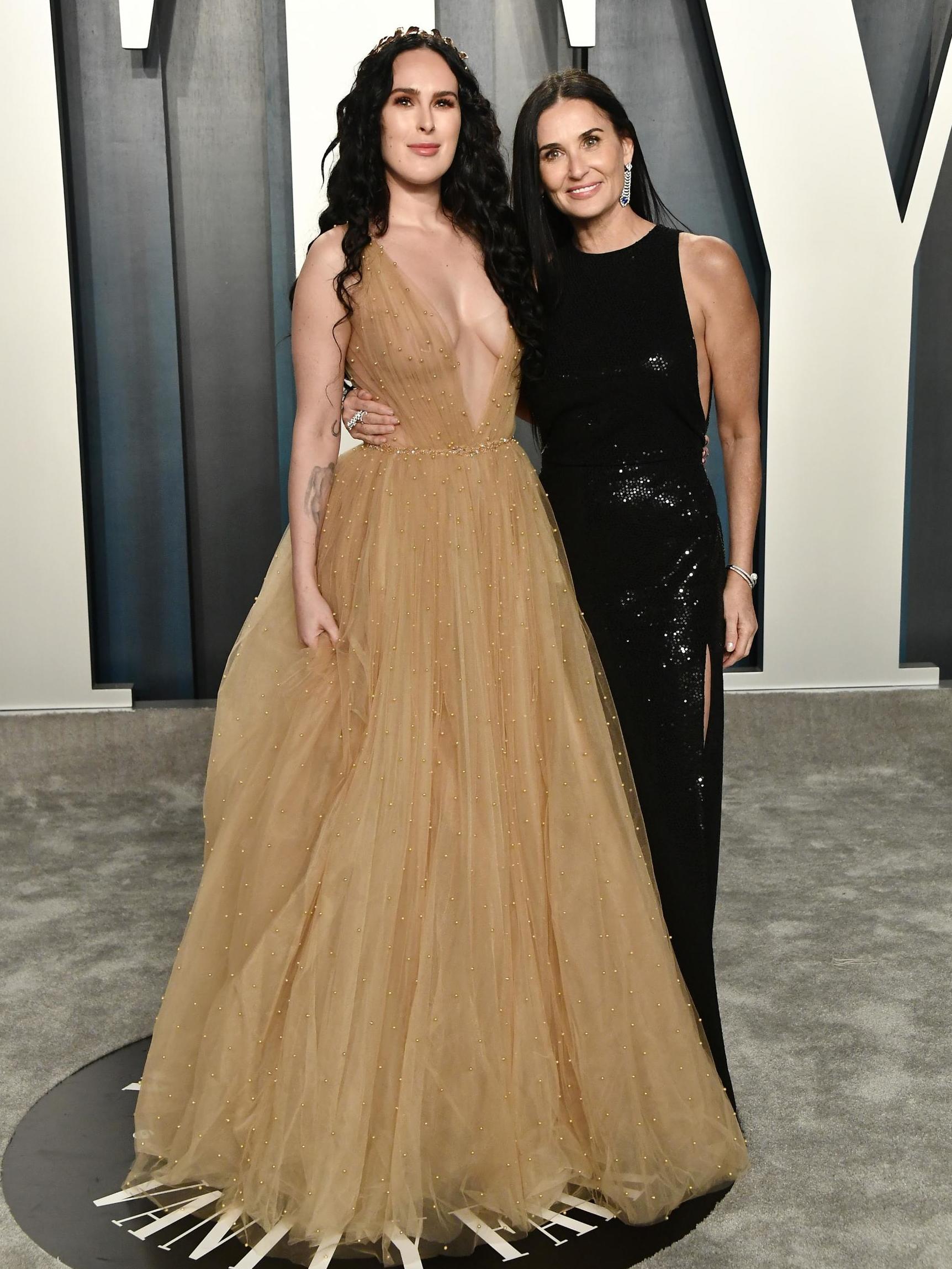 Moore and daughter Rumer Willis at the 2020 Vanity Fair Oscar party, 9 February