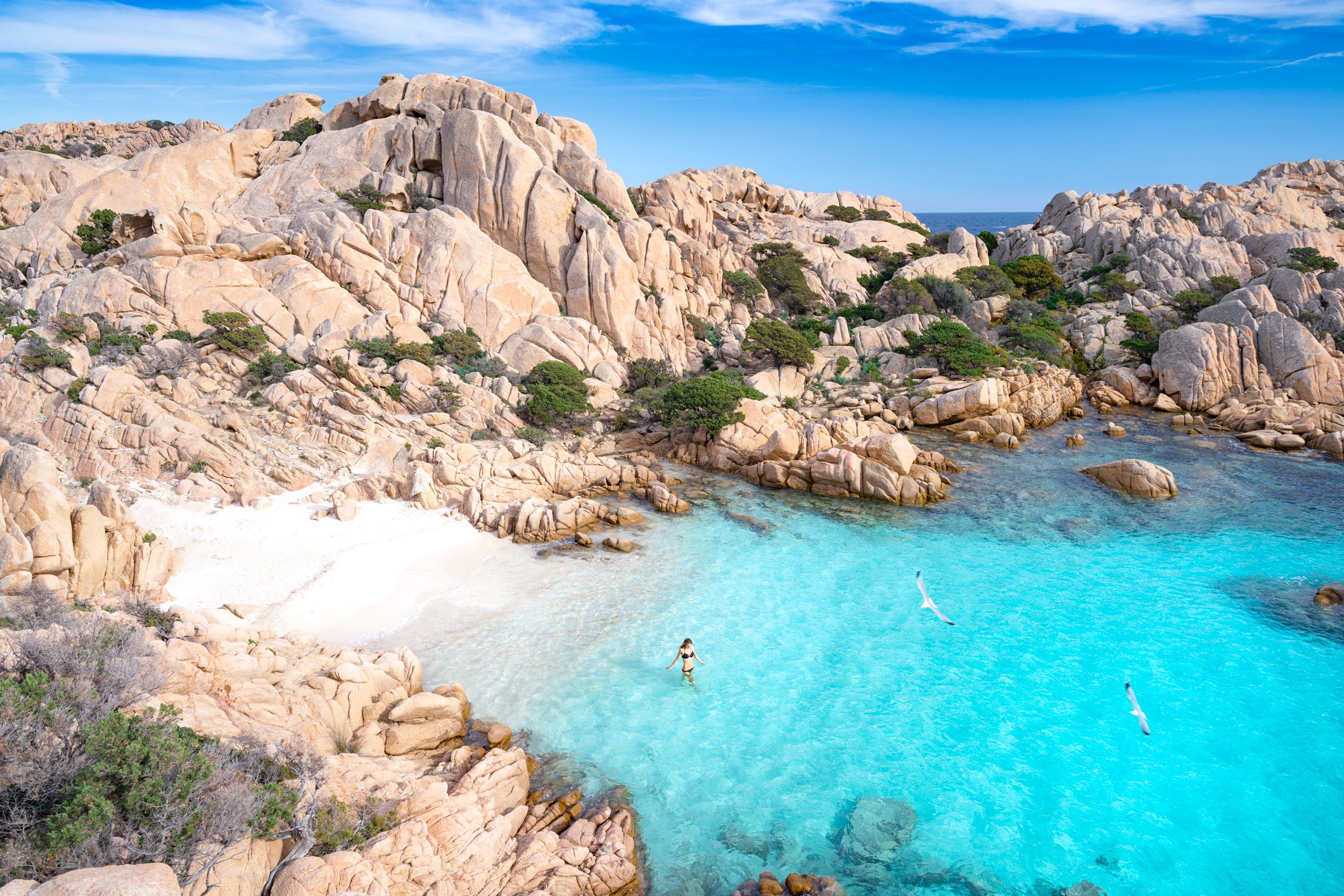 An idyllic white-sand beach on Sardinia's La Maddalena archipelago