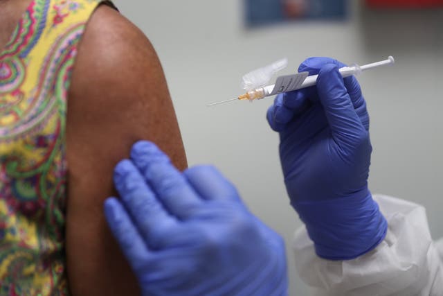A Covid-19 vaccine being administered in Los Angeles