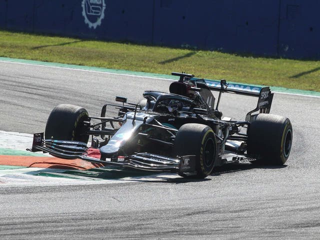 Lewis Hamilton in action during first practice for the Italian Grand Prix
