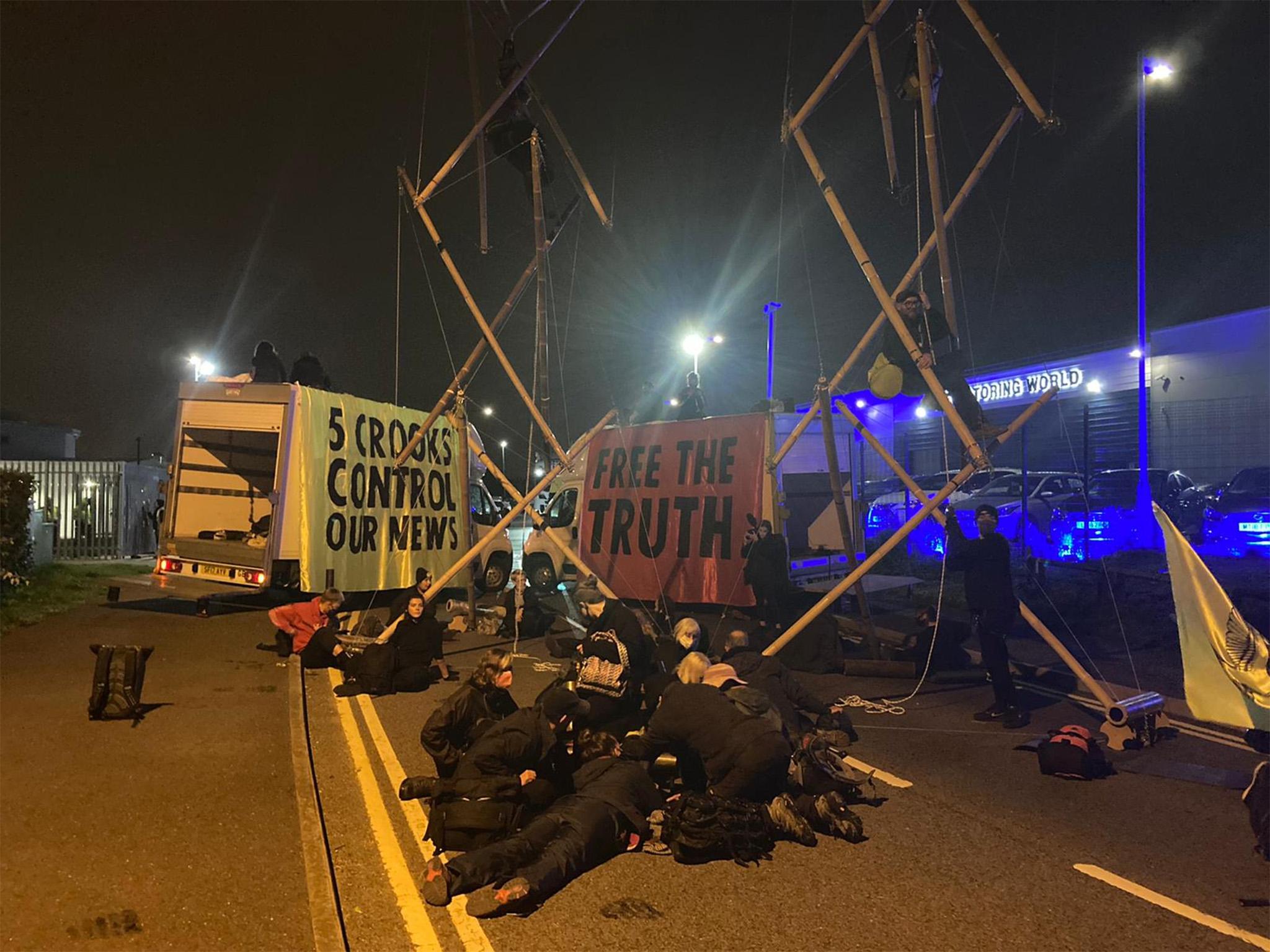 XR protesters have blockade a printworks in Knowsley near Liverpool