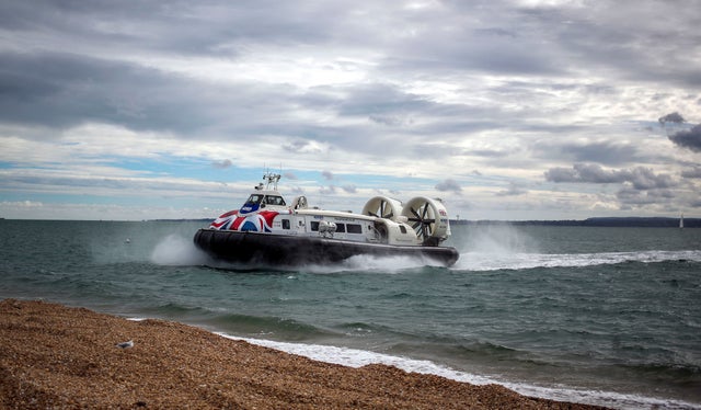 A hovercraft arrives to Southsea, Hampshire
from the Isle of Wight