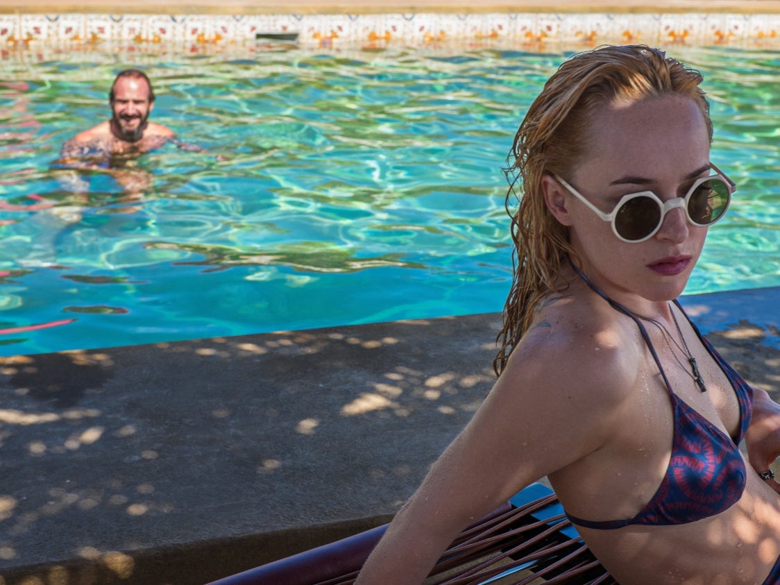 Switching off: Ralph Fiennes and Dakota Johnson in Guadagnino’s acclaimed 2015 film ‘A Bigger Splash’