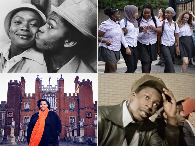 <p>From top left: ‘Burning an Illusion’, ‘Rocks’, ‘Blacks Britannica’ and ‘Alison Hammond: Back to School’</p>