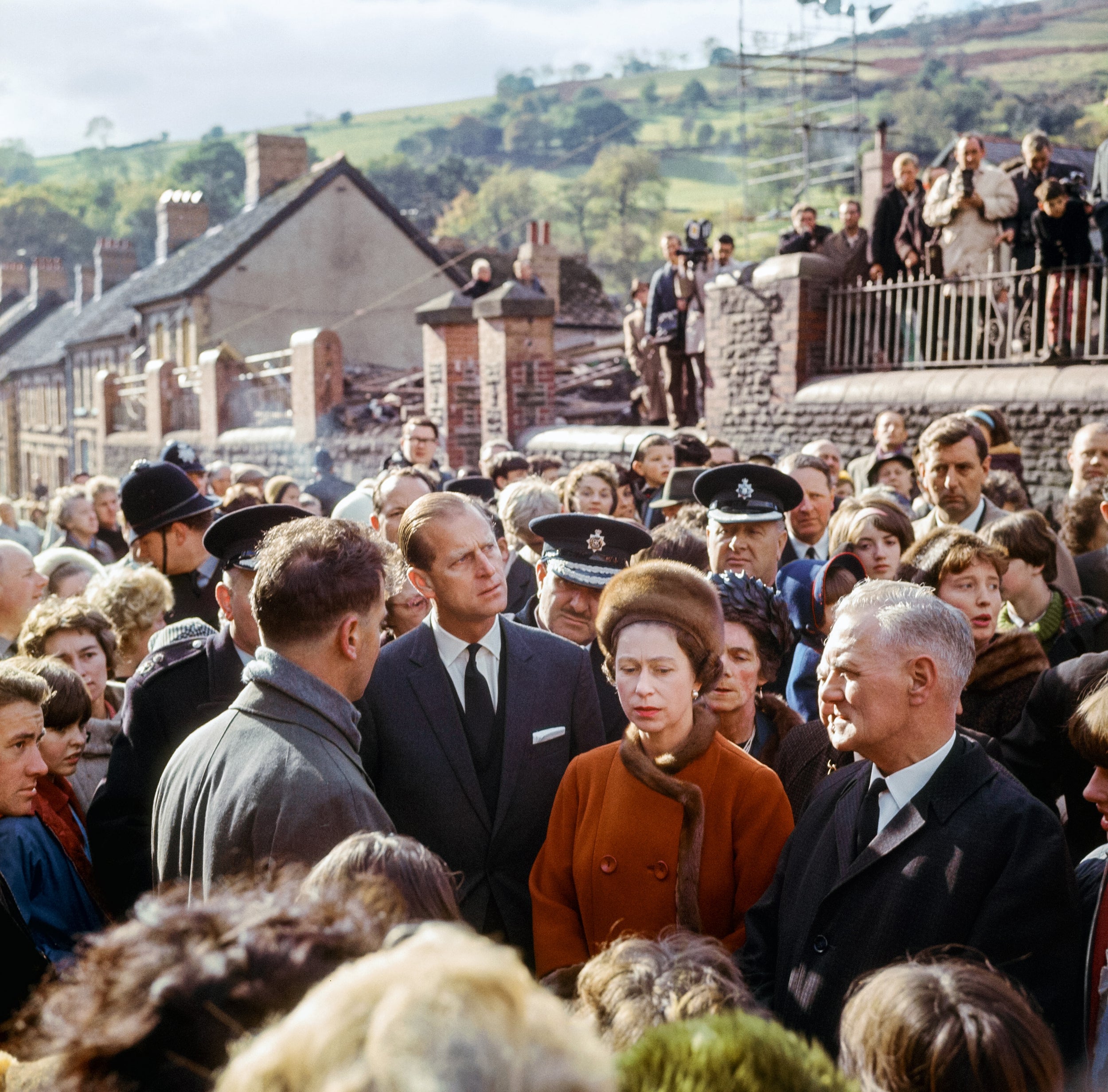 Queen Elizabeth II visited Aberfan days after the colliery spoil tip disaster, which killed 116 children and 28 adults. She was criticised for not visiting the disaster area earlier
