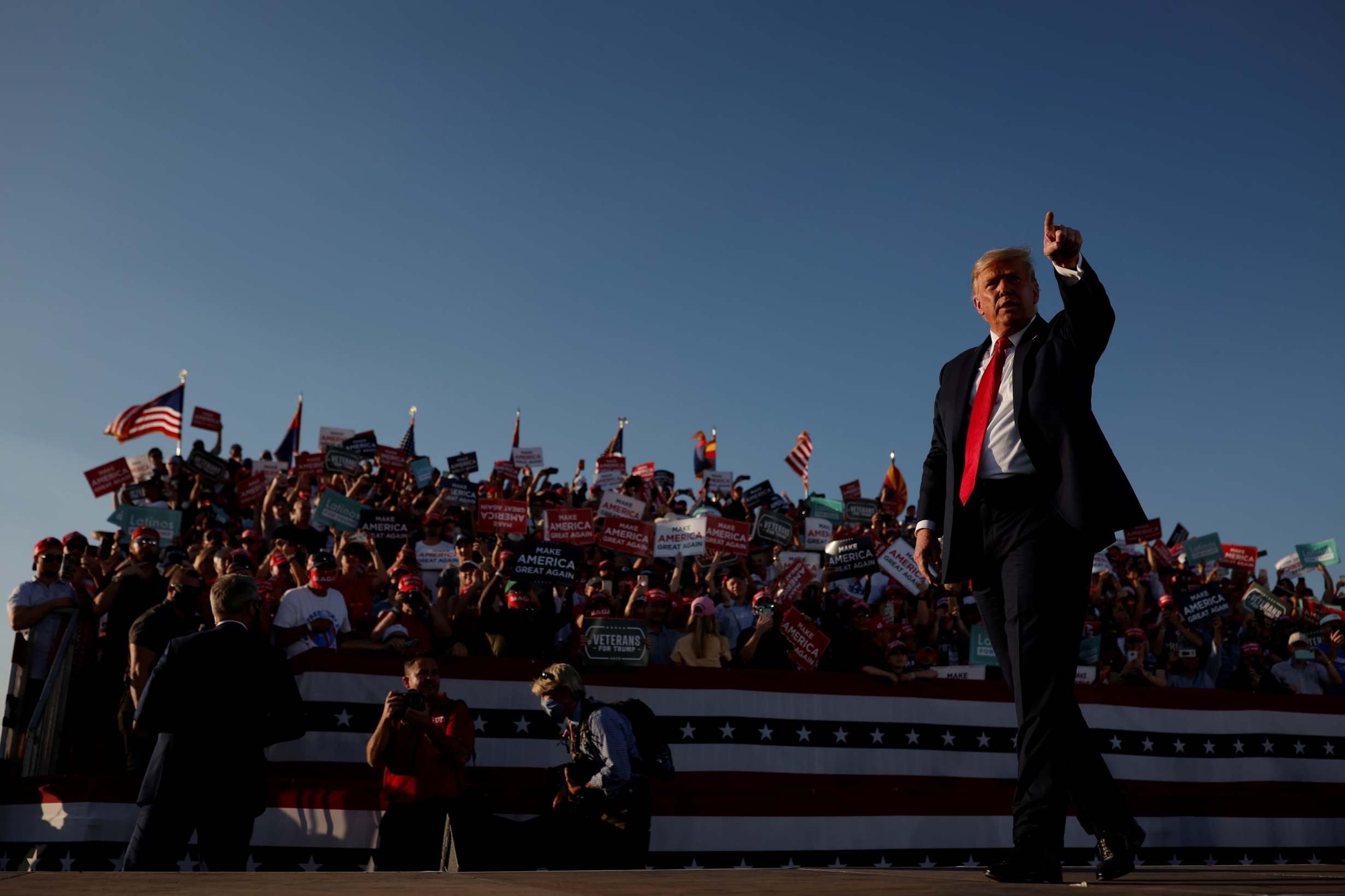 Donald Trump at a campaign rally in Tucson, Arizona, before his election defeat last year.