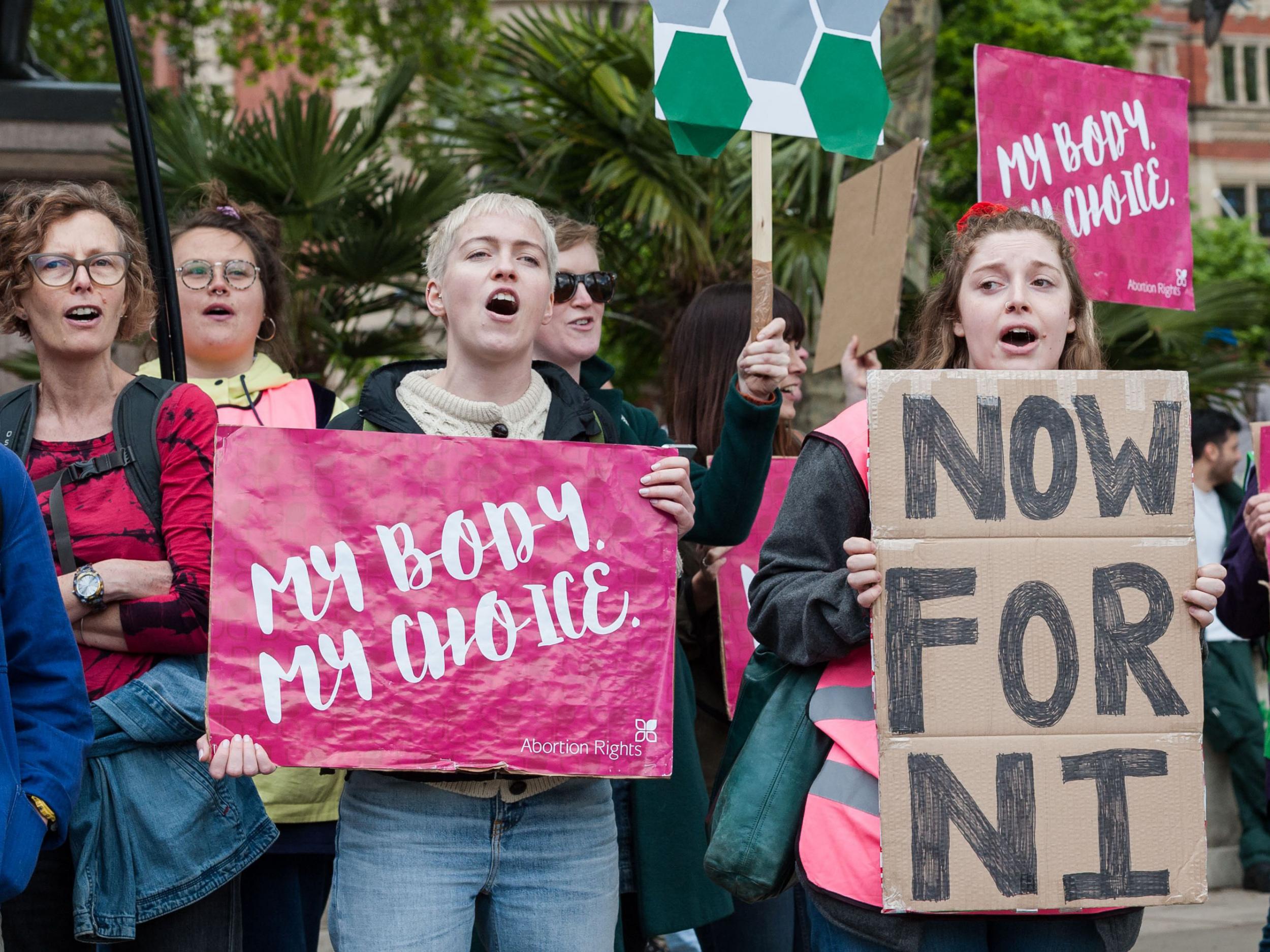 Pro-choice women protest outside parliament in London last year