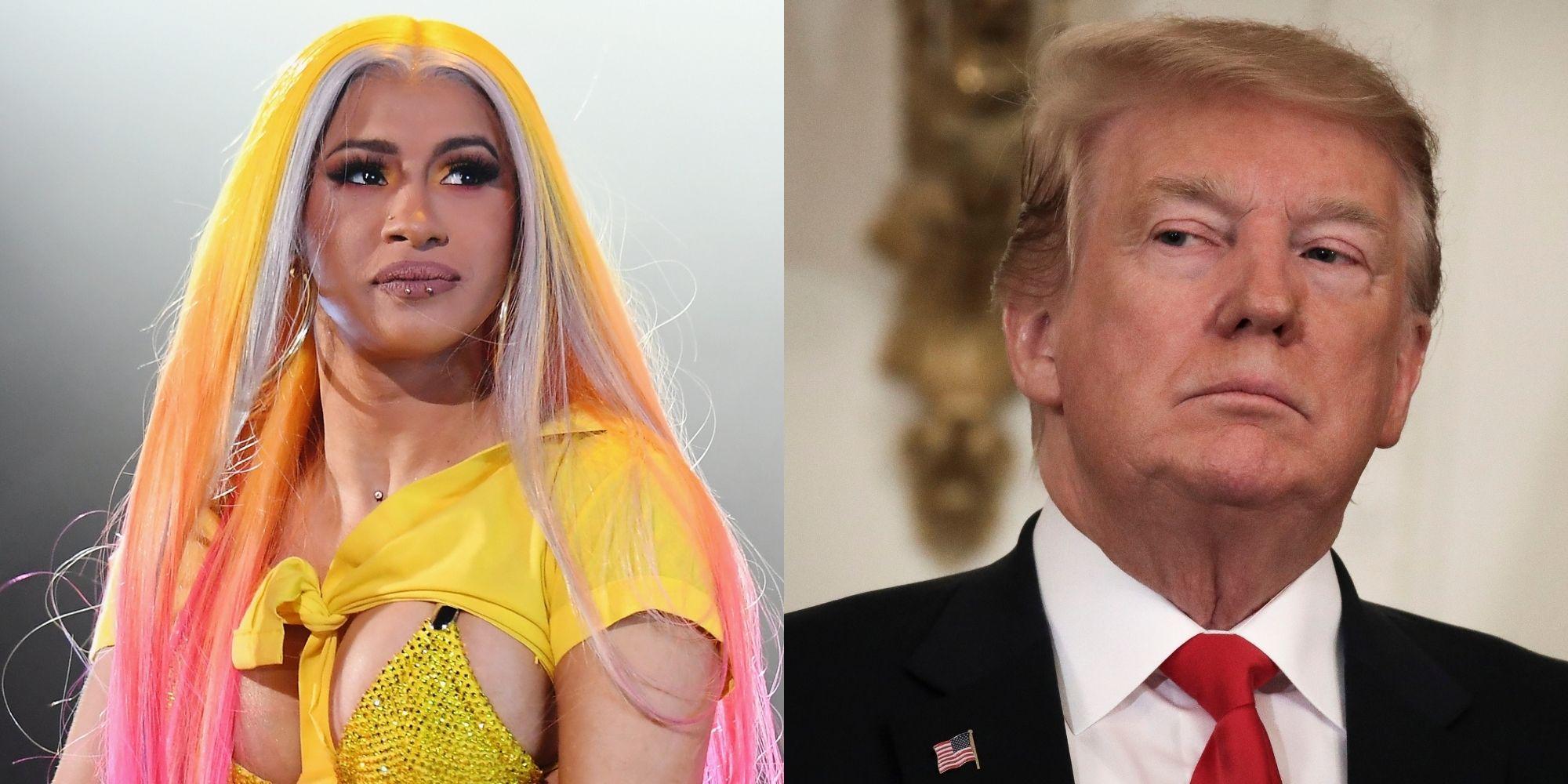 Cardi B describes Trump as 'aggy, orange and pissed off ...