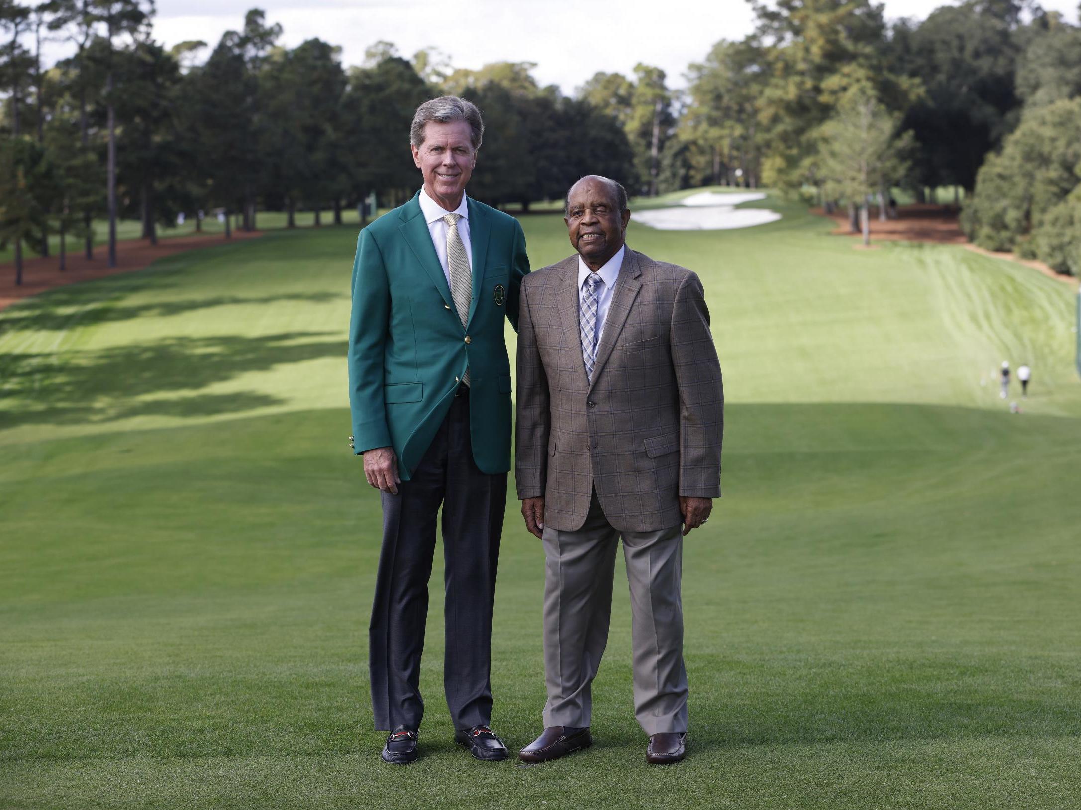 Fred Ridley and Lee Elder pose at Augusta