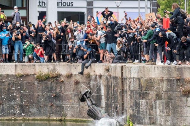 <p>Statue of Bristol slave trader Edward Colston being thrown in the river was one of the ‘great cultural events of the Pandemic era’</p>