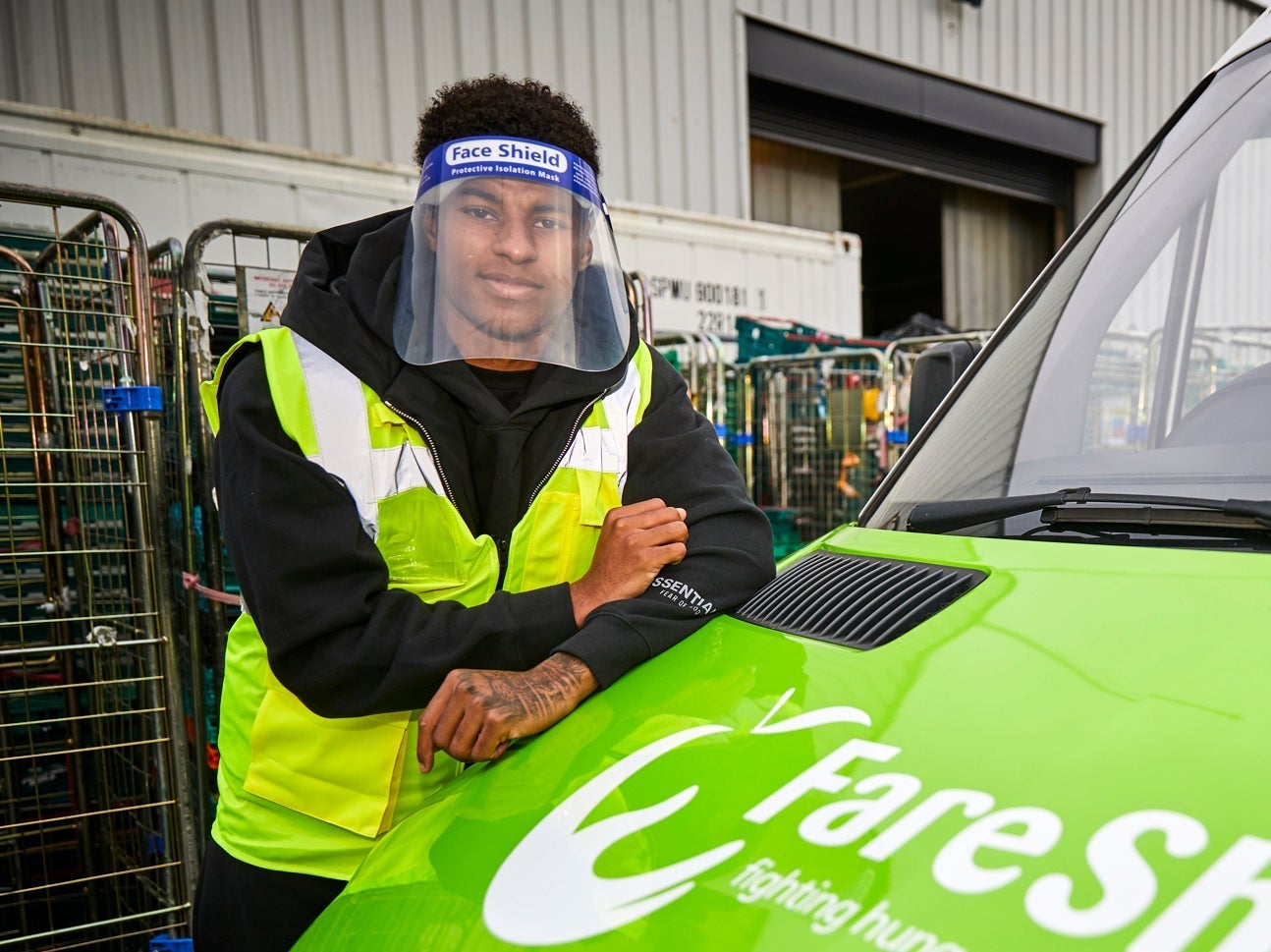 Marcus Rashford visiting FareShare Greater Manchester at New Smithfield Market, 2021