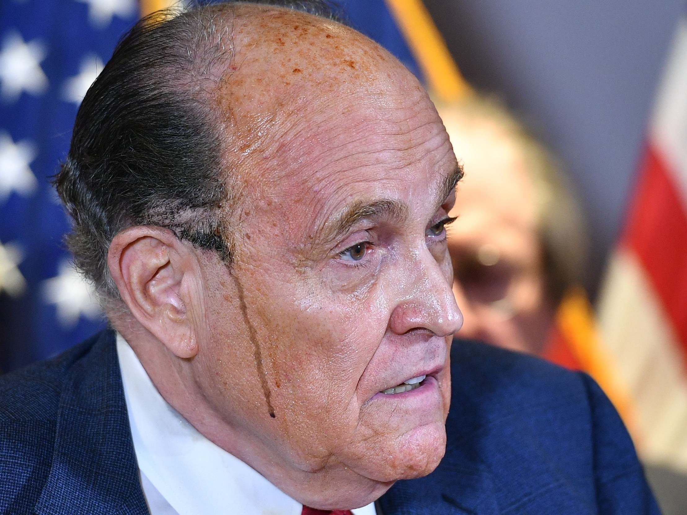 Rudy Giuliani at a heated press conference in Washington DC.